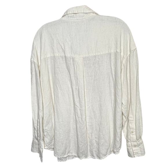 Abercrombie & Fitch White Oversized Button Down Linen Blend Shirt Size Small - Picture 2 of 9